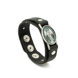Pulsera Cuero Negra Nuestra Señora de las Gracias